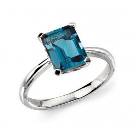 LONDON BLUE TOPAZ WHITE GOLD RING 